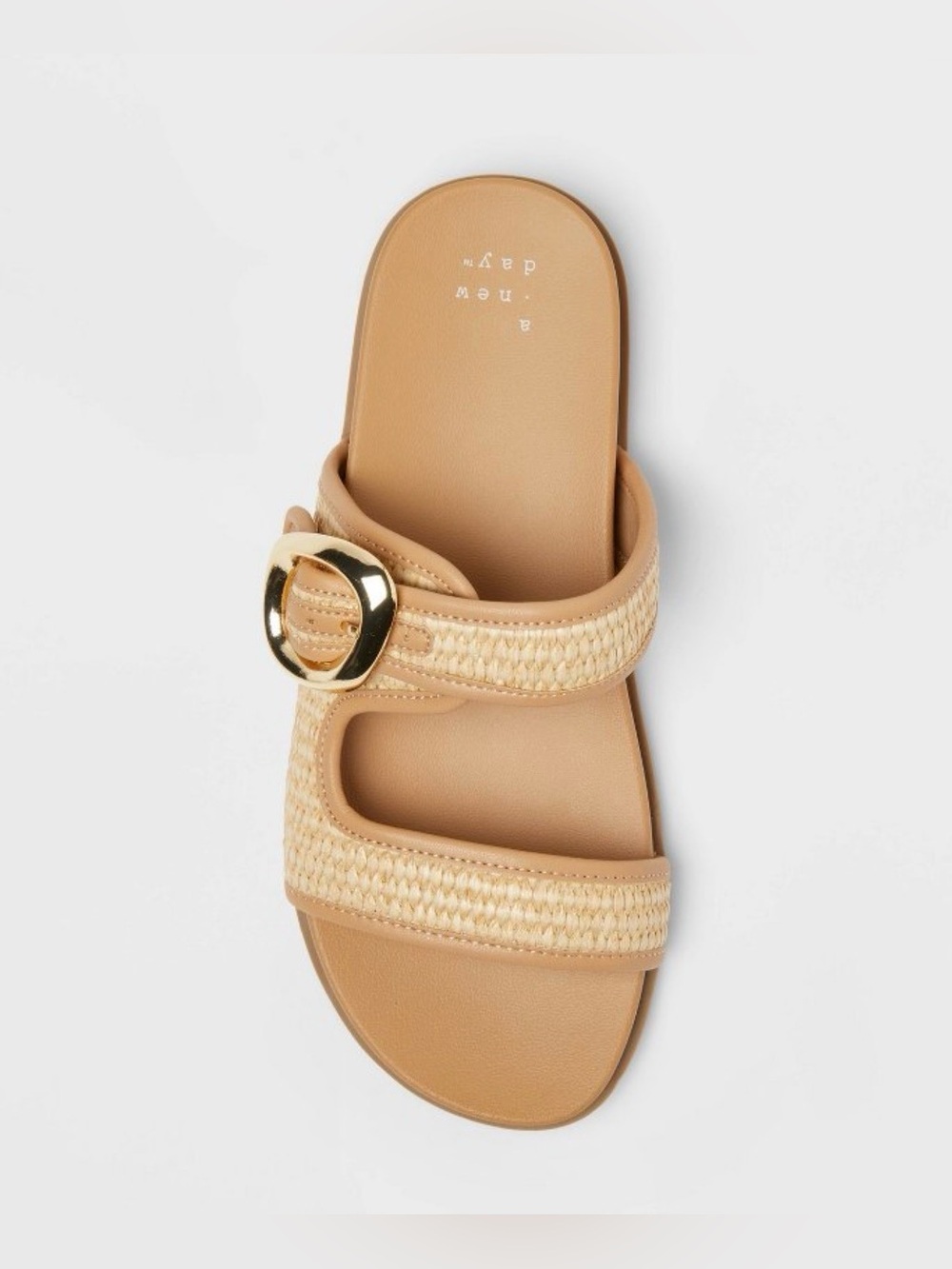 a new day Tan Woven Slide Sandals with Gold Buckle - Picture 2 of 6